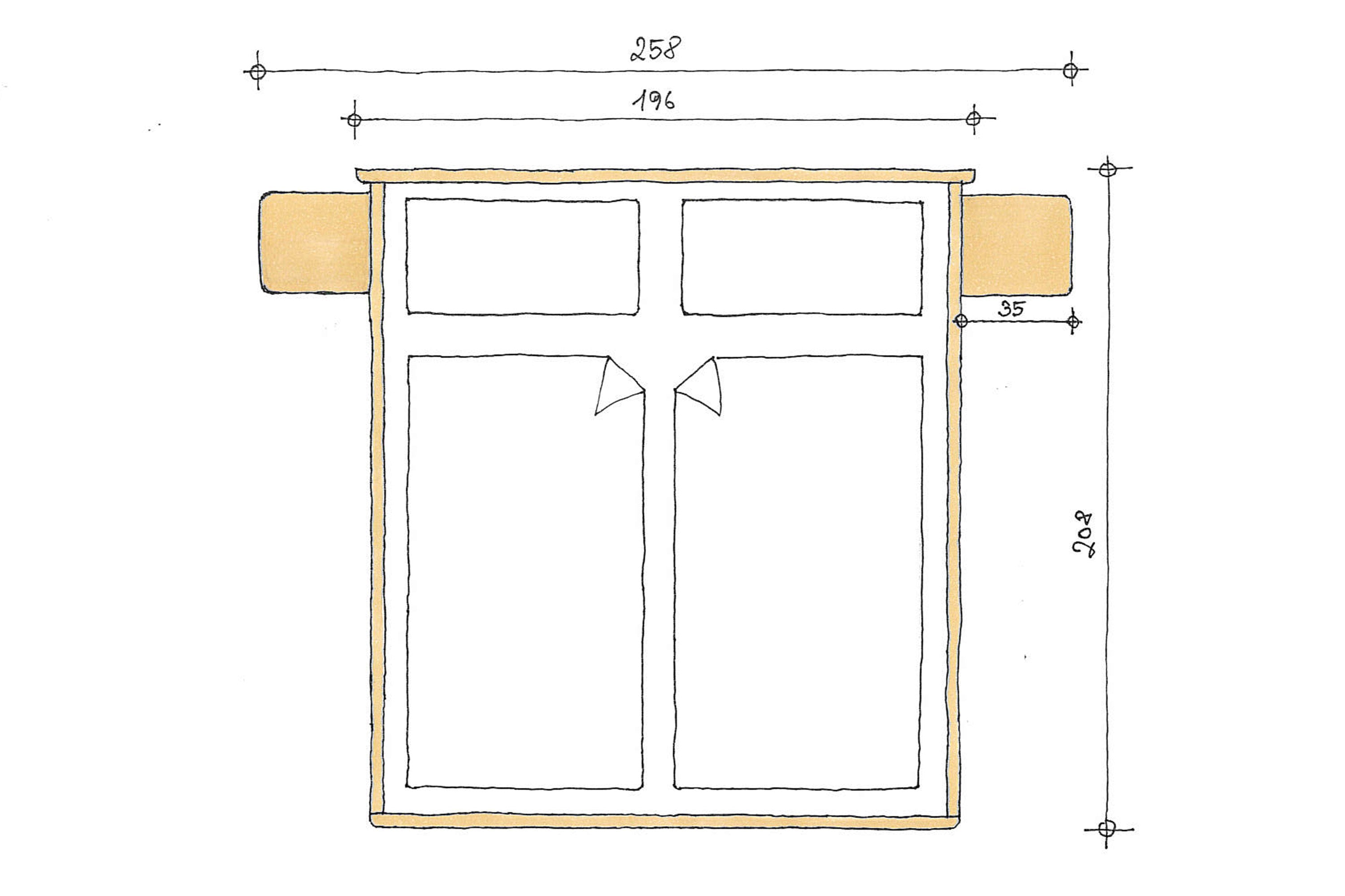 Abmessungen Eichenbett Isabella Maxi 180x200cm