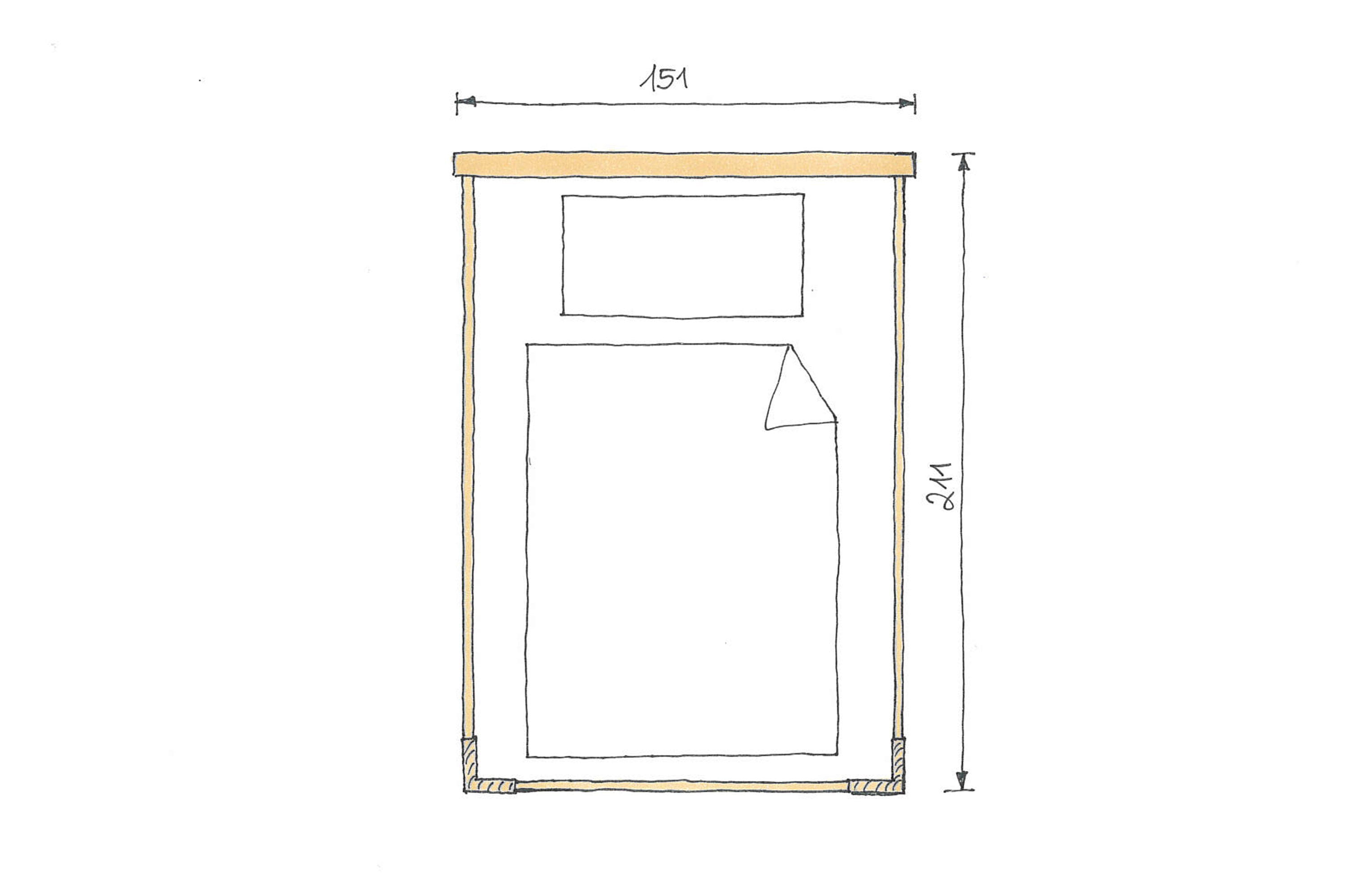 Abmessungen Eichenbett Bianco Marina Echtleder  140x200 cm