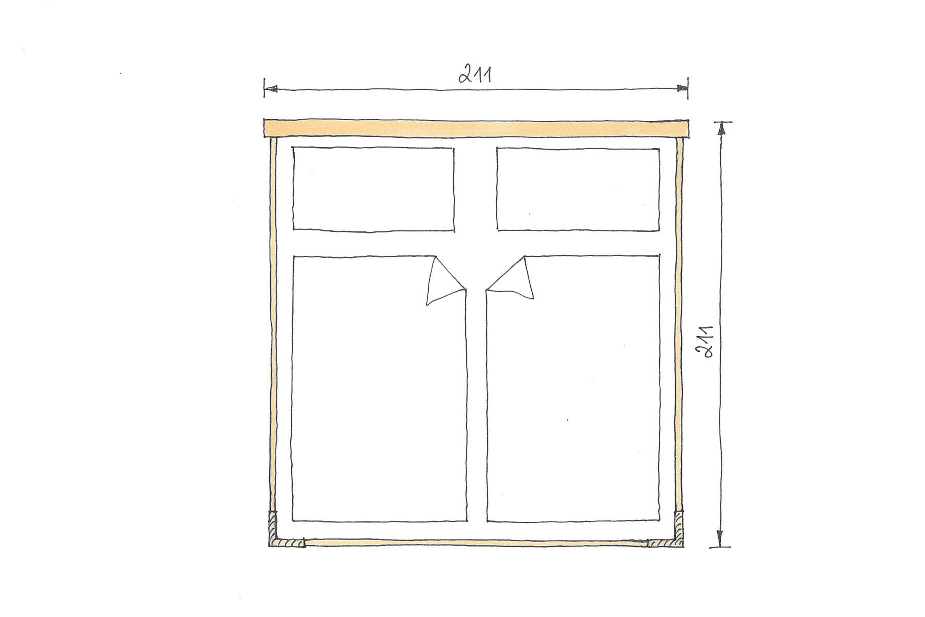 Abmessungen Eichenbett Marina Stoff 200x200 cm