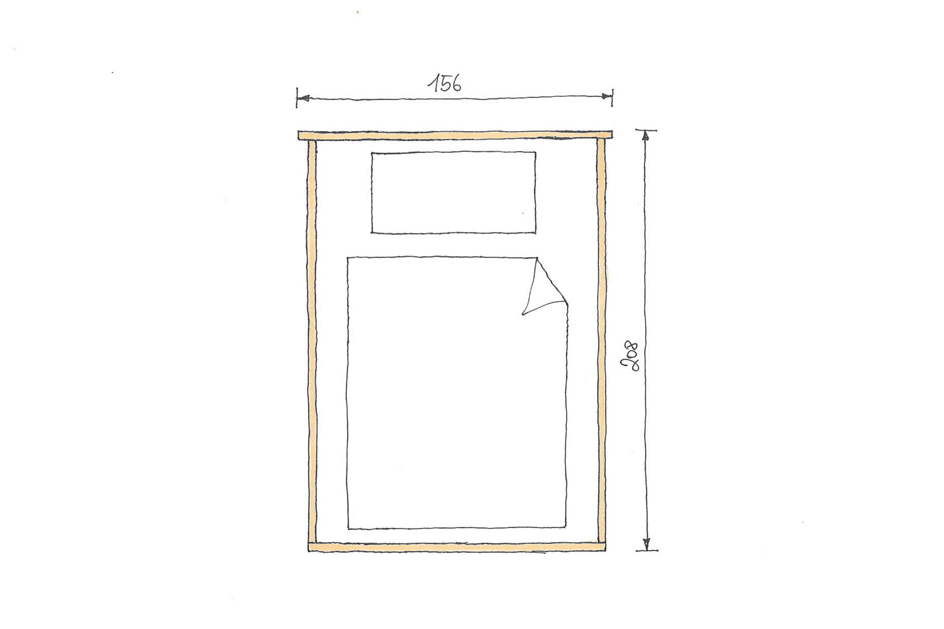 Abmessungen Eichenbett Nora 140x200cm