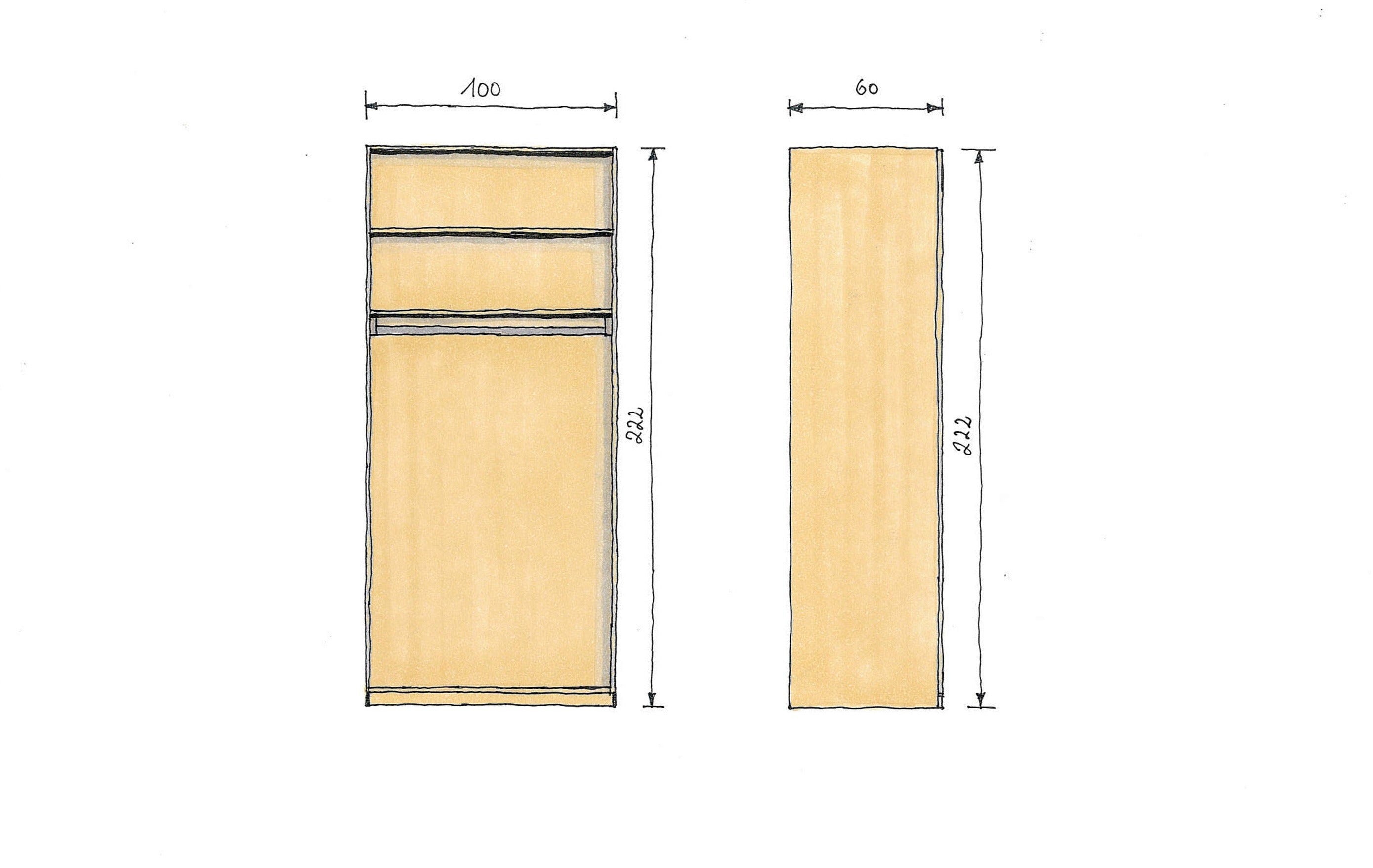 Abmessungen Zirbenschrank 100x60x222cm